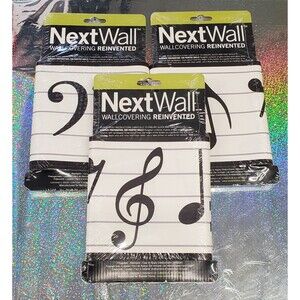 3 PACK NextWall Wallcovering Music Staff Notes Prepasted Wallpaper Border NEW